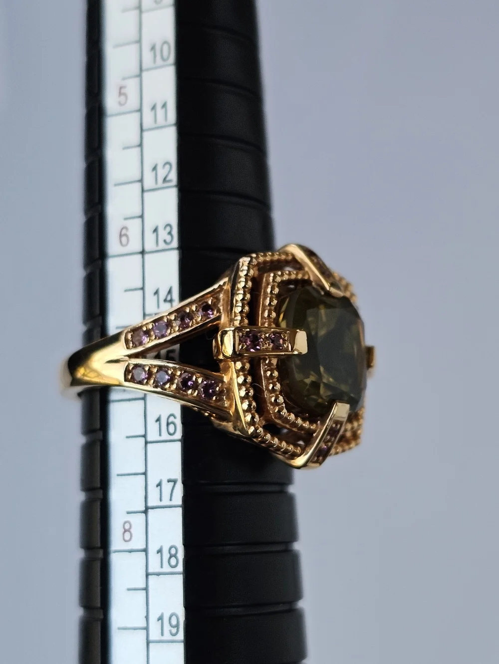 Gorgeous Vintage Peridot & Pink Sapphire Ring Rose Gold Vermeil Size 7! - Picture 8 of 8